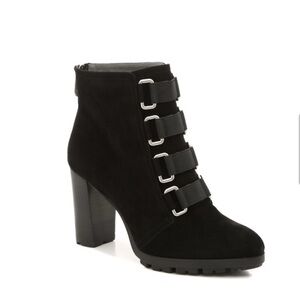 NEW Adrienne Vittadini - Theresa -  Black Suede Ankle Boots - Booties - 8.5